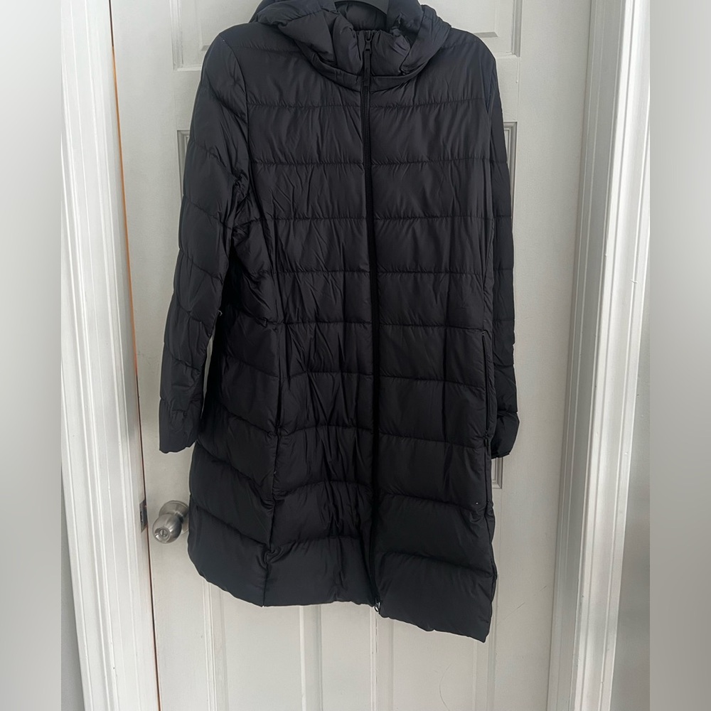 Uniqlo Packable Long Black Parka Puffer Coat Size Large